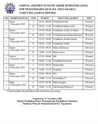 Jadwal Asesmen Sumatif Akhir Semester (ASAS) Ganjil 2025