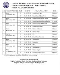 Jadwal Asesmen Sumatif Akhir Semester (ASAS) Ganjil 2025